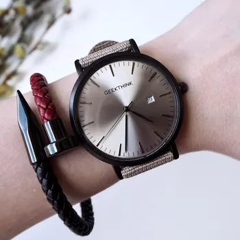 Ležérní Quartz Hodinky Pánské Fabric Slim Ultra Tenké Jednoduché Analogové Japan Quartz Náramkové hodinky Unisex Hodiny Mužské Relogios Masculino