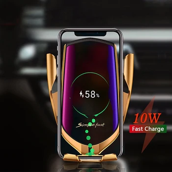 R1 Automatické Upínací 10W Auto Bezdrátová Nabíječka Pro iPhone SE 2020 11 Pro Infračervené Indukční Qi Bezdrátová Nabíječka do Auta Držák Telefonu