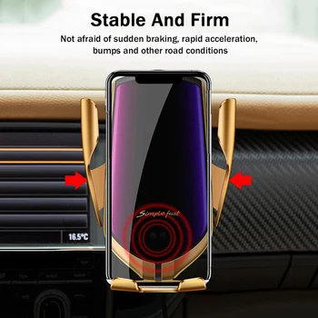 R1 Automatické Upínací 10W Auto Bezdrátová Nabíječka Pro iPhone SE 2020 11 Pro Infračervené Indukční Qi Bezdrátová Nabíječka do Auta Držák Telefonu