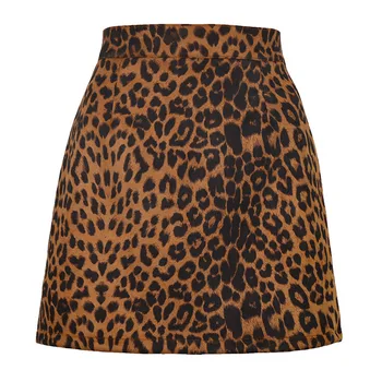 Sexy Semišové Leopardí Dámské Mini Sukně-line Vysokým Pasem Bodycon Ženy Krátké Sukně 2020 Nové Podzimní Zimní Dámské Spodní