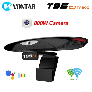 VONTAR T95C1 2GB 16GB 800W pixel Kamera TV BOX Android 9.0 Smart TVBOX 2.4&5G Wifi 100M Podpora 1080P 4K Youtube Přehrávač Médií