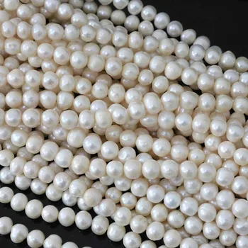 Přírodní Bílé Akoya Kultivované Sladkovodní perly 7-8mm krásné kolo Volné Korálky diy krásné Šperky 15 palců BV177