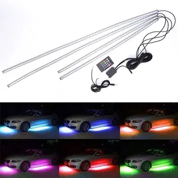 Podvozek Spodní Okolní Lampa RGB LED pásek Neon Dekorativní Atmosféru, Světlo, Hudba, Zvuk, Dálkové Ovládání/App Auto Příslušenství
