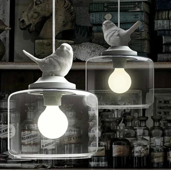 Závěsné svítidlo Vintage Pták Přívěsek Osvětlovací Sklo G80 Mléčnou Žárovku retro přívěsek lampa
