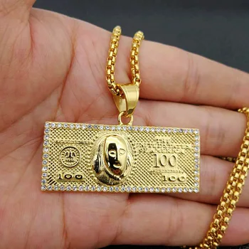 Hip Hop Nové Šperky 100 Dolarů Franklin Hlavy Přívěsek AAA Zirkon Bling Ledový, Neckalce s Článkovým Řetězem Nejlepší pro Milence