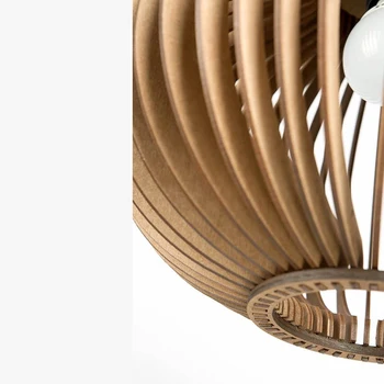 Moderní Černé Dřevěné ptačí Klec Přívěsek světlo Lampa E27 Žárovka Nordic home deco bambusové tkaní Restaurace Dekorace dřevěná Závěsná lampa