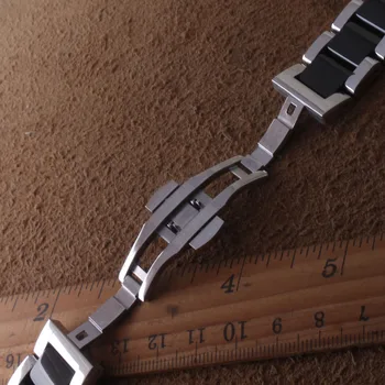 Watchband náramek náramek Stříbro černá 18mm 20mm 21mm 22mm 23mm 24mm hodinky kapela popruh nové s zakřivené konce bez rovný konec