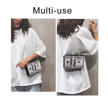 Kreativní Dolar Vzor Spojka Řetězce Box Pytel Ženy Kožené Tašky přes Rameno Mini Telefon Tašky Dámské Crossbody Tašky Sac hlavní