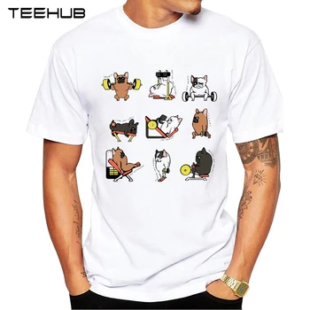 TEEHUB Nohu Den s francouzský Buldoček Tisk T-Shirt Módní Jezevčík Vydra Design O-neck Pánské T Shirt Krátký Rukáv Muži Oblečení