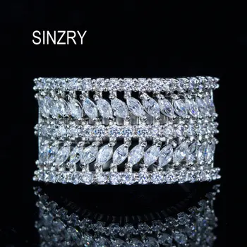 SINZRY hotsale Blikající Krychlových ziron široký prst prsten Nové Módní duté přehnané CZ Ring pro Ženy