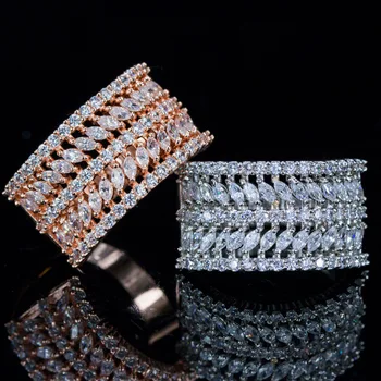 SINZRY hotsale Blikající Krychlových ziron široký prst prsten Nové Módní duté přehnané CZ Ring pro Ženy