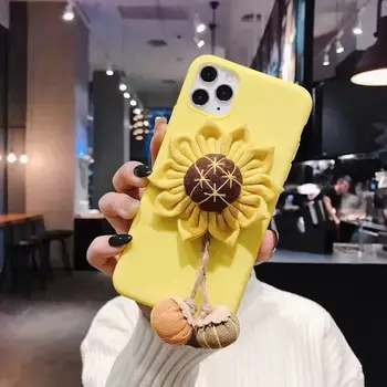 3D Roztomilý Květ Slunečnice Daisy Floral Soft Telefon Pouzdro Pro Samsung Galaxy Note 8 9 10 20 S20 ultra S10 S8 S9 Plus Dýně Kryt