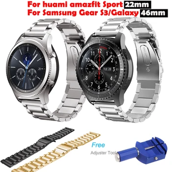 46 mm z Nerezové Oceli WatchBand+nástroj Pro Samsung Gear S3 Hranice Klasické chytré hodinky popruh Náramek Pro Huami Amazfit sport 22mm