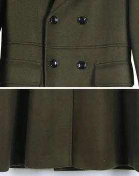 Pánské Dvojí Breasted Dlouhý Kašmírový Kabát Double Breasted Zimní Ležérní Vojenské Zelené Armády Solidní Obchodní Tlusté Vlněné Hrachu Kabát 6XL