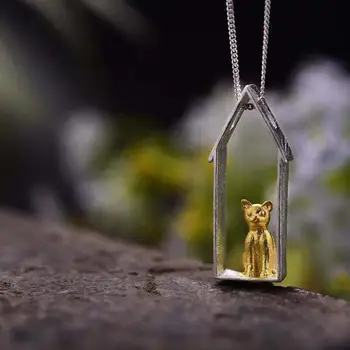 Módní Článkovým Řetězem Roztomilý Kočka Zlatá Barva Náhrdelník pro Ženy Boho Chocker Náhrdelník Přívěsky Šperky dz734