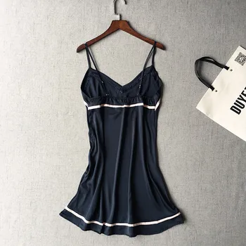 Letní dívky satén oblečení na spaní jednoduchý design popruh nightwears