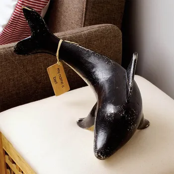 ORZ Moderní Zvířecí Dřevěné Figurky Pro Interiér Černá Koza, Velryba, Žralok, Delfín, Obývací Pokoj Vánoční Office Home Dekorace