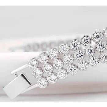 Valentýna Luxusní módní Skutečné Sterling Silver CZ AAA Zirkon náramky náramky pro ženy, šperky 2021 nové S1061