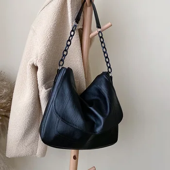 Ležérní Velké Tote bag 2020 Módní Nové Vysoce kvalitní Měkké PU Kůže Ženy Značkové Kabelky Řetězce Rameno Messenger Bag