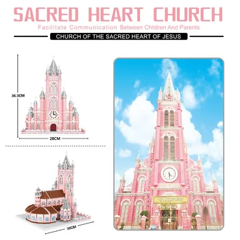 6410pcs+ Vietnam Růžové Sacred Heart Church Micro Stavební Bloky Slavný Architektury Mini Cihly, Dítě, Hračky pro Vánoční Dárek