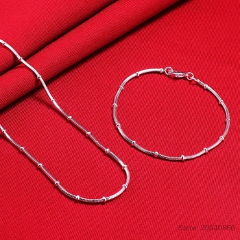 925 Sterling Silver roztomilé krásné dárky pro ženy lady svatební řetězce korálek náhrdelník náramky jemné šperky Set