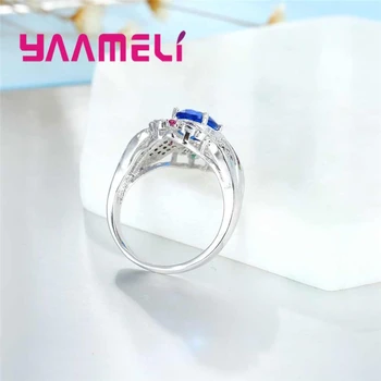 Atraktivní Široký pás Dámy Crystal CZ Zásnubní Prsten pro Ženy 925 Sterling Silver Kubické Zirkony Šperky