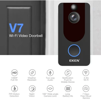 V7 Inteligentní IP 1080P Video Intercom WI-fi Video Dveřní Telefon Zvonek Zvonek Kamera Pro Byty IR Alarm Bezdrátové Bezpečnostní Kamery