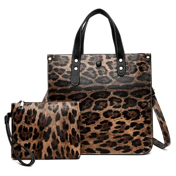 Doprava zdarma 2020 světlé kožené multi-layer nový leopard tisk matka a dcera taška dámy taška přes rameno kabelka