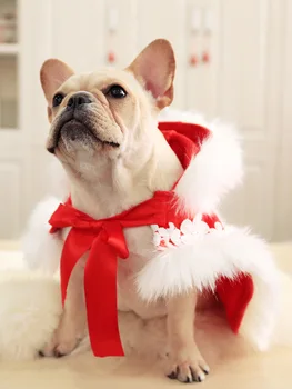 Psí Oblečení Teplý Zimní Kabát Červený Plášť Pro Nový Rok Mops, Bišonek Chiwawa Vánoční Štěně Pet Oblečení Kabáty A JacketsFrench Buldok