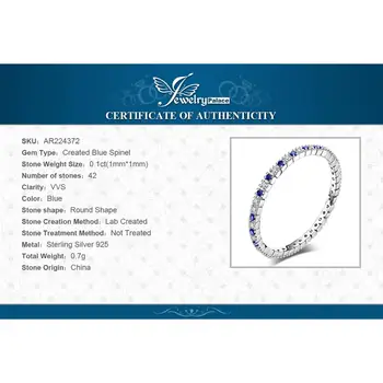 JewelryPalace Vytvořil Modrý Spinel Prsten 925 Mincovní Stříbro Prsteny pro Ženy Snubní Prsteny Eternity Band Stříbro 925 Jemné Šperky
