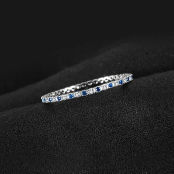 JewelryPalace Vytvořil Modrý Spinel Prsten 925 Mincovní Stříbro Prsteny pro Ženy Snubní Prsteny Eternity Band Stříbro 925 Jemné Šperky
