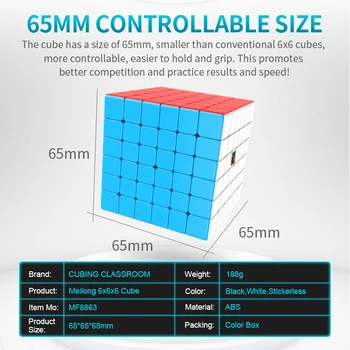 MoYu meilong. 6x6x6 Magic Cube 65mm Cubing Třídě MF6 Aktualizace 6x6 Rychlost Kostky Puzzle cubo Magico Vzdělávací Hračky pro Děti