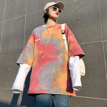 T Shirt Ženy Létě Roku 2020 Nový Krátký Rukáv O Krku Volné Nadrozměrné Tie Dye Ležérní Streetwear Harajuku Kpop Bts Doprava Zdarma