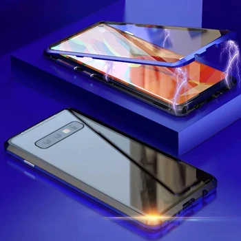 Double-side tvrzené sklo magnetické flip cover pro iPhone samsung galaxy s20 ultra 2020 případě metal bumper ochranný shell coque
