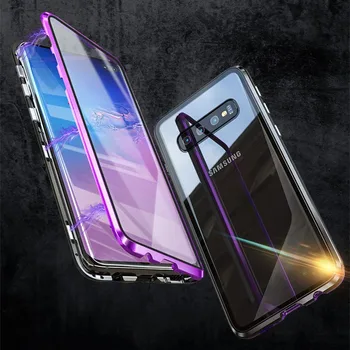 Double-side tvrzené sklo magnetické flip cover pro iPhone samsung galaxy s20 ultra 2020 případě metal bumper ochranný shell coque