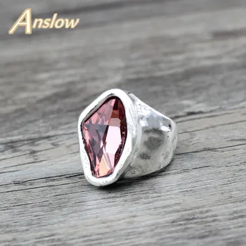 Anslow Originální Design Módní Šperky Vintage Nepravidelný Crystal Páry Láska Prsteny Pro Ženy Valentýnský Dárek LOW0042AR