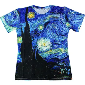 CJLM Klasická olejomalba Pánské Oblečení 3D Tištěné T-košile Vincent Gogh Hvězdná Noc Vintage Muži Topy Trička Osobnosti T Shirt