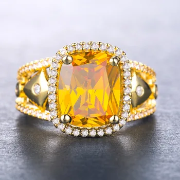 Huitan luxusní Svatební Výročí Prsten velkoobchod Špice Nastavení CZ Rose Gold Barva Ženy Módní Koktejl Kroužky