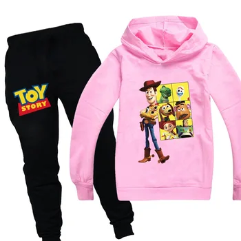 Dívka Chlapci Jaro Podzim Toy Story Karikatura Sportovní oblek 2ks teplákových souprav Děti Oblečení sady 100-170cm, Ležérní oblečení, mikiny s kapucí+Kalhoty
