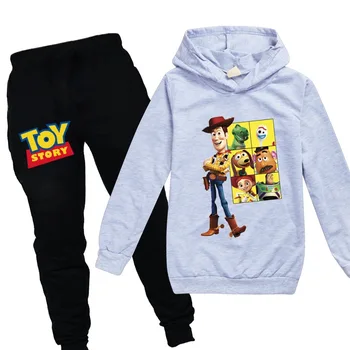 Dívka Chlapci Jaro Podzim Toy Story Karikatura Sportovní oblek 2ks teplákových souprav Děti Oblečení sady 100-170cm, Ležérní oblečení, mikiny s kapucí+Kalhoty