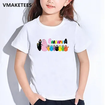 Děti Letní Krátký Rukáv Dívky A Chlapci T košile Karikatura Barbapapa Print dětské T-shirt Ležérní Vtipné Dětské Oblečení