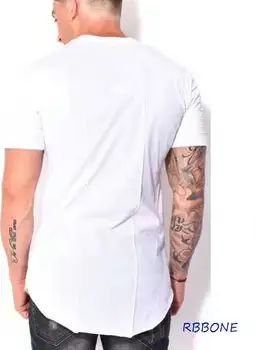 2018 Módní Pánské T-košile Lem Otevřené Prodloužit Krátké tričko Pánské Motorkářské Tričko Tyga Kanye West Extended Hip Hop Trička