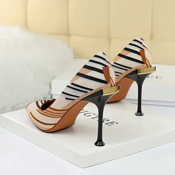 Dámské boty s vysokými podpatky s odpovídající barevné tkaniny ultra-vysoké podpatky mělké prahu jsou módní v Pořádku s single boty ženy