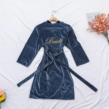 Velurové Nažehlovačky Kimono Šaty Šaty Ženy Oblečení Na Spaní Nevěsta Svatební Roucho Sexy Domácí Oblečení Měkké Domácí Oblečení S Pásem Noční Košili
