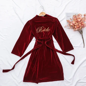 Velurové Nažehlovačky Kimono Šaty Šaty Ženy Oblečení Na Spaní Nevěsta Svatební Roucho Sexy Domácí Oblečení Měkké Domácí Oblečení S Pásem Noční Košili