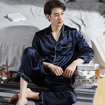 Pravé Hedvábí Pijama pro Muže Lounge oblečení na Spaní Pyžamo, Pevné Jaře Bedgown Domácí Oblečení Muž PJs Hangzhou Čistě Hedvábné Pyžamo Sady