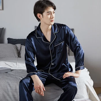 Pravé Hedvábí Pijama pro Muže Lounge oblečení na Spaní Pyžamo, Pevné Jaře Bedgown Domácí Oblečení Muž PJs Hangzhou Čistě Hedvábné Pyžamo Sady