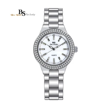 Dámské hodinky obchod módní luxusní vodotěsné ocel kapela quartz hodinky full diamond gold dámské hodinky doprava zdarma