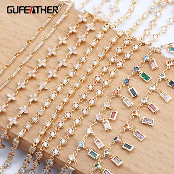 GUFEATHER C78,šperky, doplňky,diy řetězce,18k pozlacené,se zirkony,0,3 mikronů,výrobu šperků diy řetěz náhrdelník,50cm/lot