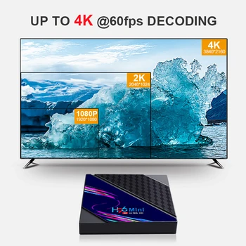 H96 MINI V8 Quad Core RK3228A 4K 60FPS HD Smart TV Box Android 10.0 Double WIFI Bezdrátové připojení TV Set-top-Box H. 264 H. 265 MVC, VP8